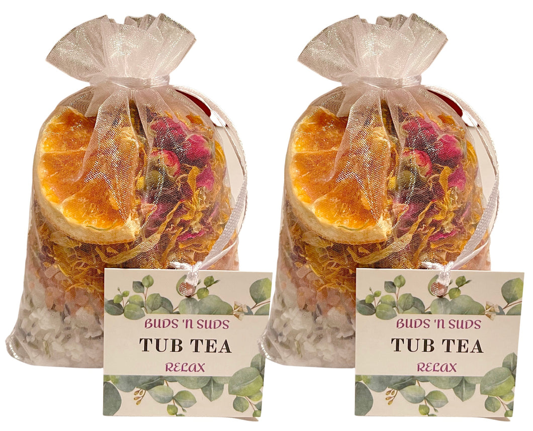 Tub Tea 2 Pack-All Natural & Organic Floral Bath Salts with Essential Oils